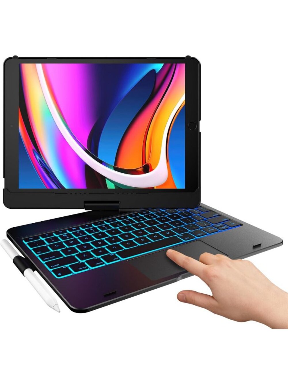 360° Rotating Touch Keyboard Case for iPad 9th/8th/7th Gen - Versatile
